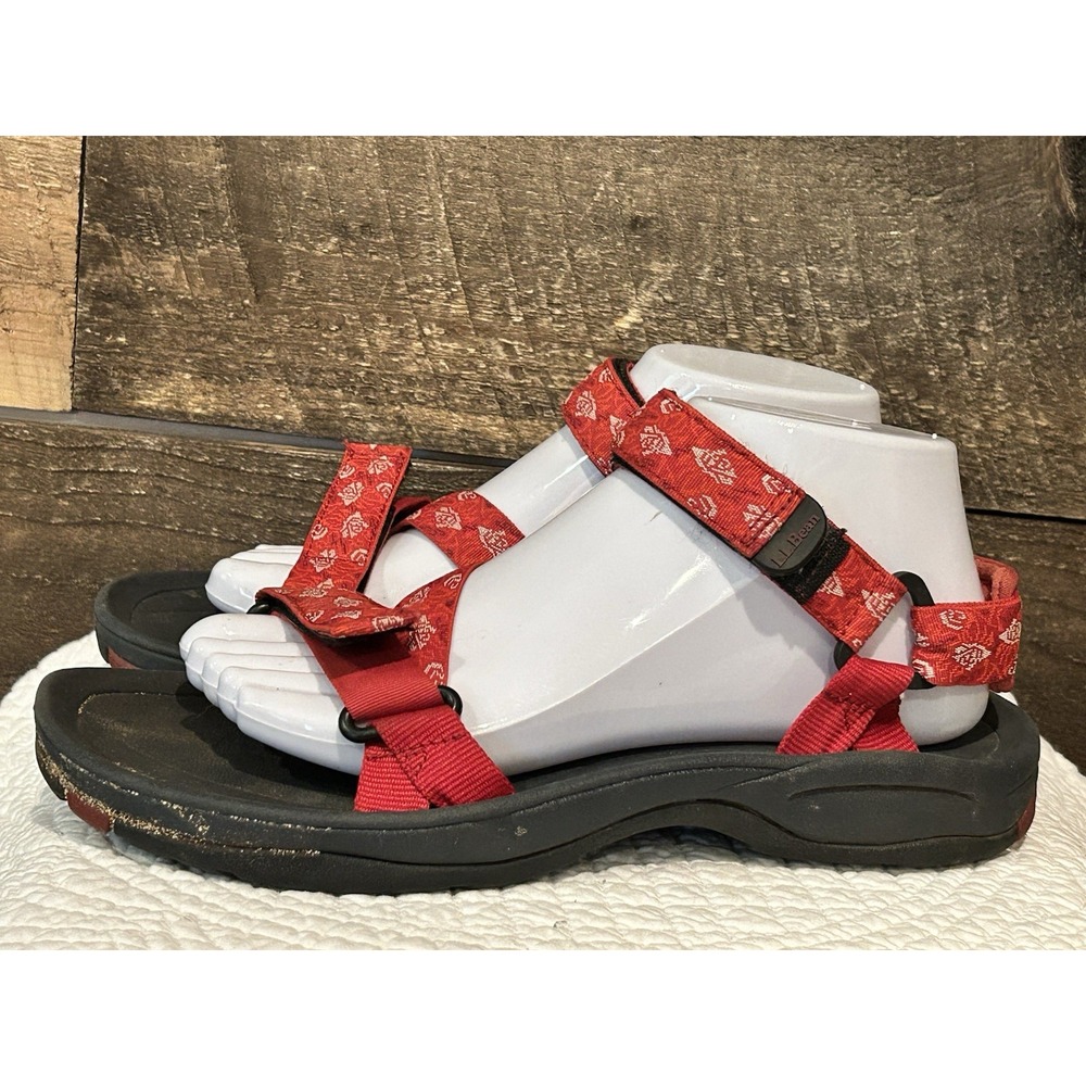 L.L. BEAN women's red strappy sandals size 8 Gorpcore Hiking